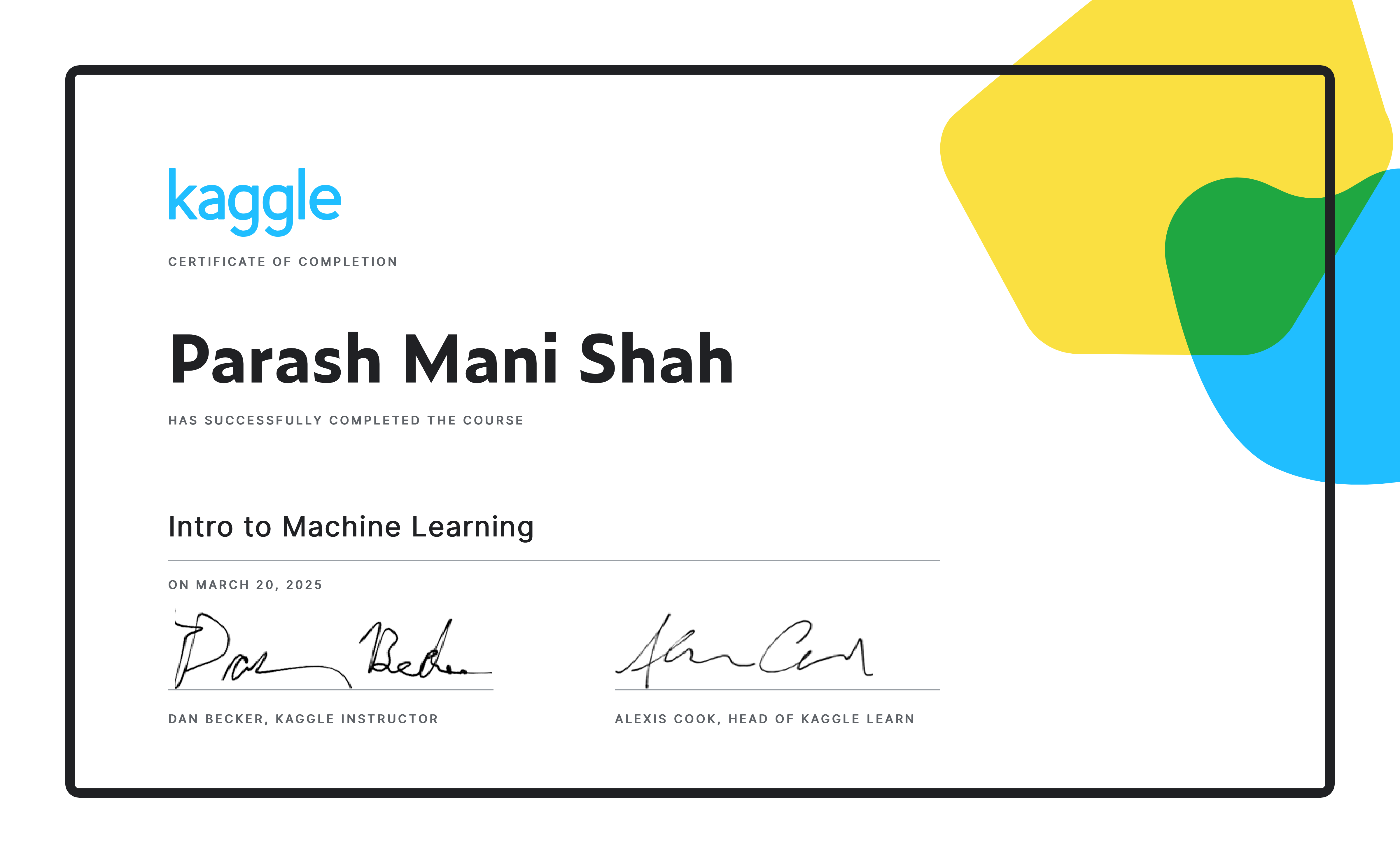 Kaggle ML Certificate
