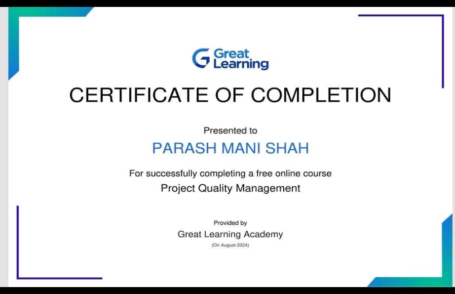Project Quality Certificate